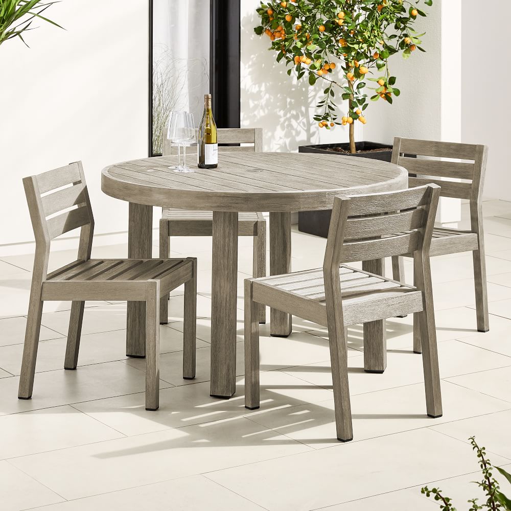 Portside Outdoor 48 Round Dining Table Solid Wood Chairs Set