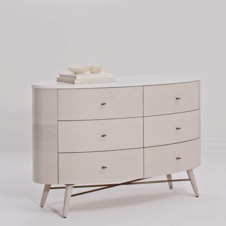 Penelope 6 Drawer Dresser Feather Gray W Marble Top Penelope 6 Drawer Dresser Feather