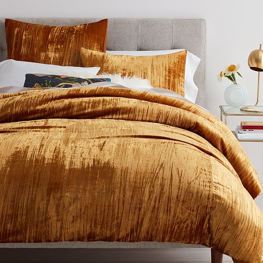 Crinkle Velvet Duvet Cover Shams - Rose Colored Velvet Bedding Crinkle Velvet Duvet Cover Shams - Rose Colored Velvet Bedding