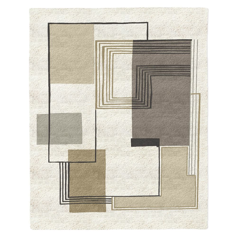 Abstract Lines Wool Rug West Elm