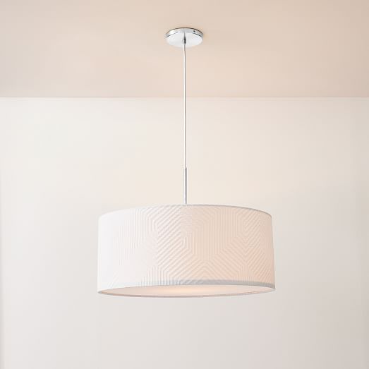 Short Drum Pendant Light Natural Linen