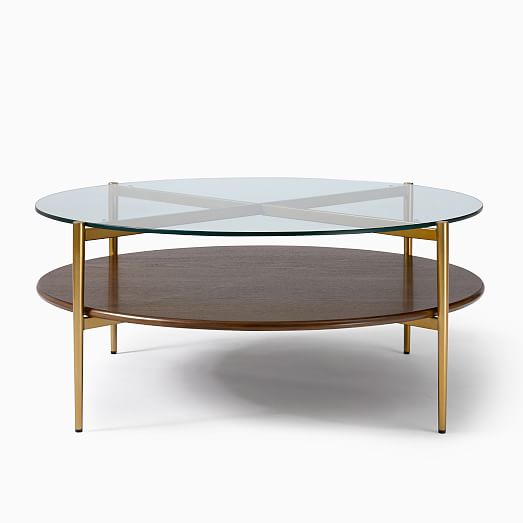 Mid Century Art Display Round Coffee Table, Mid Century Round Coffee Table