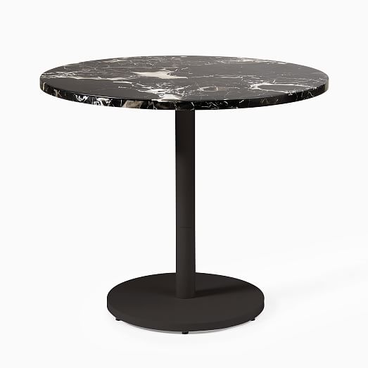 Black Marble Round Bistro Table Orbit, Black Round Pub Table