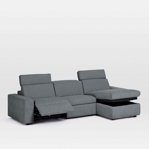 Enzo 3 Piece Reclining Chaise Sectional, Leather Sectional Sofa With Chaise 2 Power Recliners