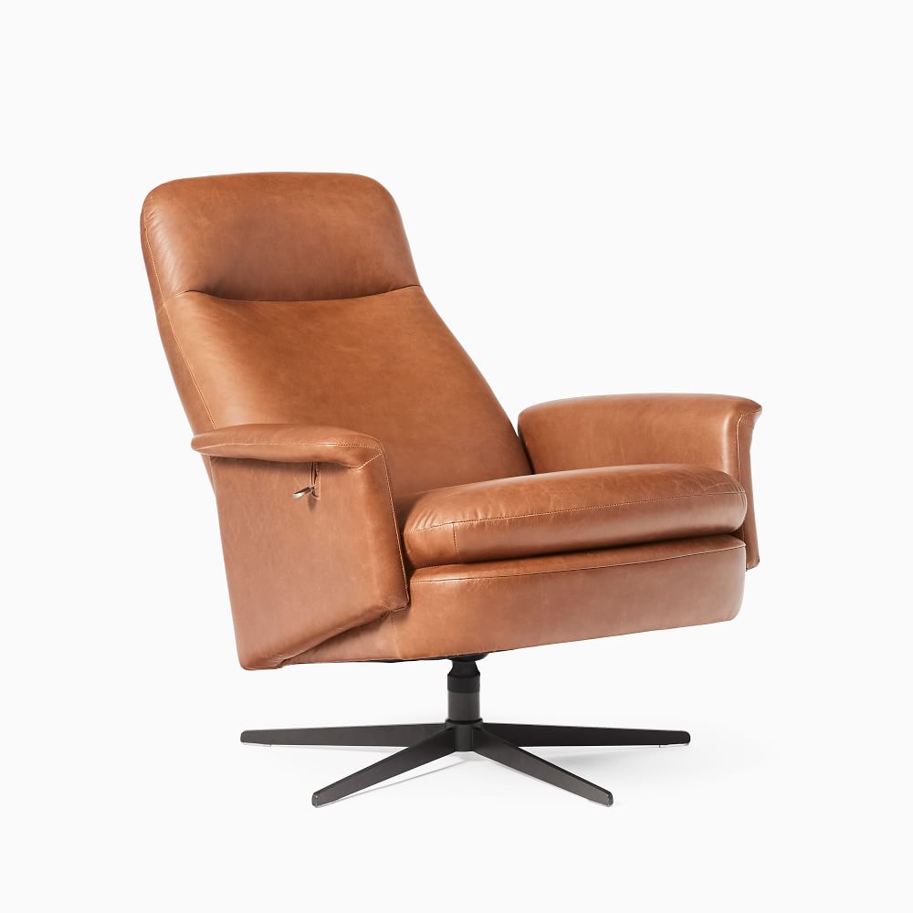 Crescent Leather Swivel Recliner | West Elm