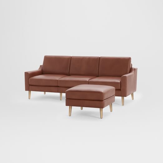 Burrow Nomad Leather Sofa With Ottoman, Leather Sofa With Ottoman