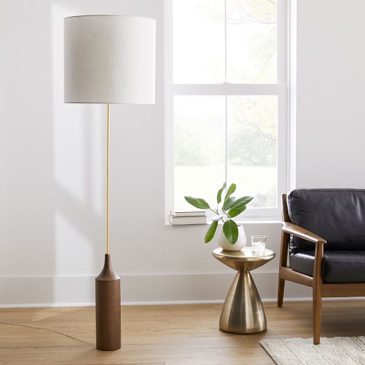 Hudson Wood Base Floor Lamp, Hudson Industrial Floor Lamp