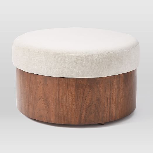 Upholstered Top Storage Ottoman, Leather Coffee Table Ottoman West Elm