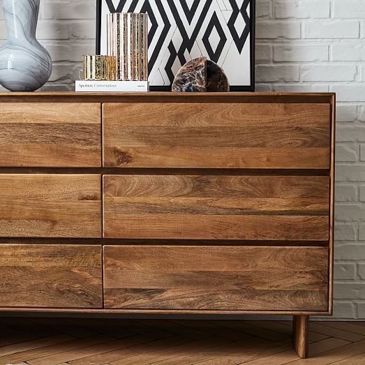 Anton Solid Wood 6 Drawer Dresser, Dresser With Cabinet And Drawers
