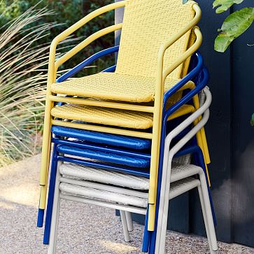 blue outdoor stackable chairs