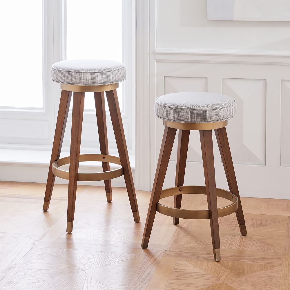 Mid Century Upholstered Backless Bar Stools