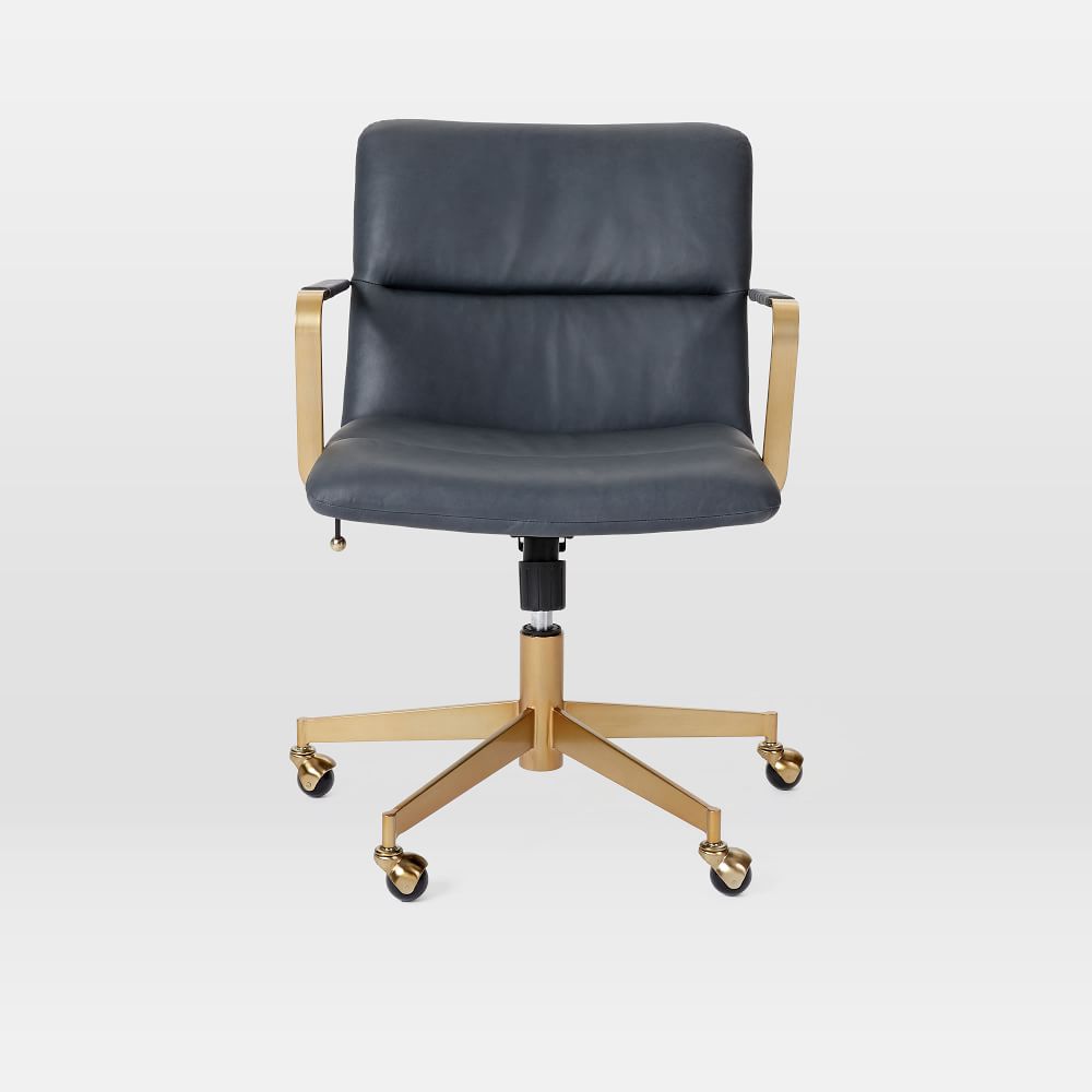 Cooper Mid-Century Leather Swivel Office Chair | West Elm