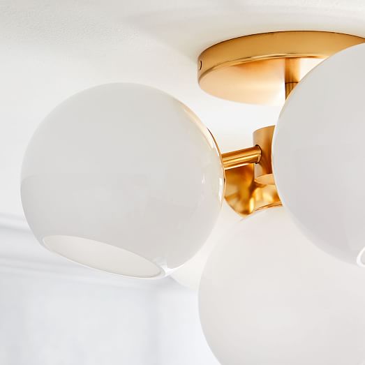 Staggered Glass Flush Mount Lighting Milk Glass