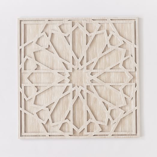 Graphic Wood Wall Art Whitewashed Square