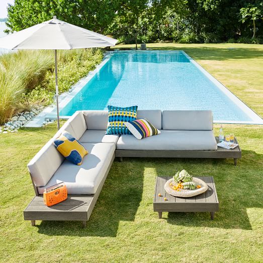 Portside Outdoor Low 3 Piece L Shaped, Low Profile Outdoor Furniture