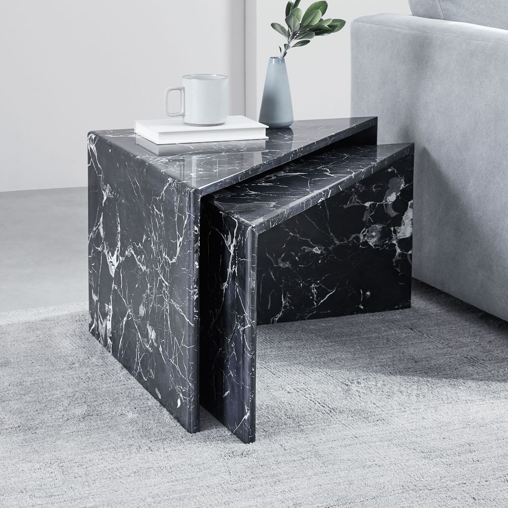 Nesting Marble Side Tables Black