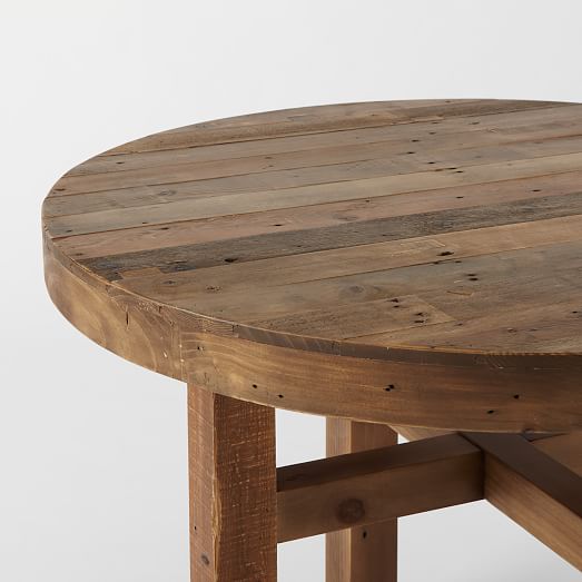 Emmerson Reclaimed Wood Round Dining Table, Round Dining Table Distressed Wood