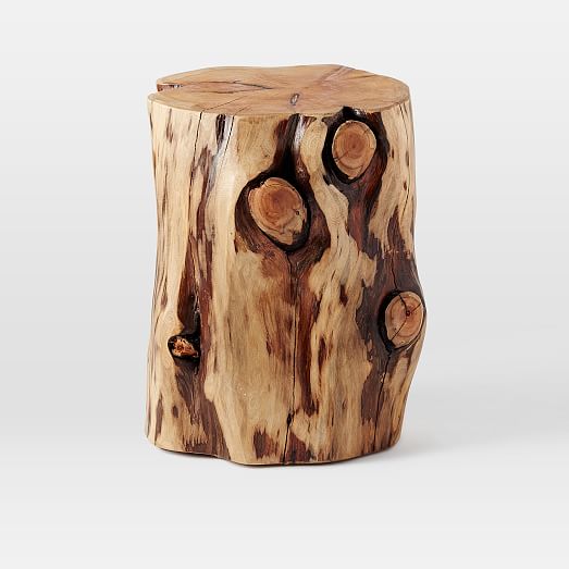 Natural Tree Stump Side Table, Square Tree Trunk Coffee Table