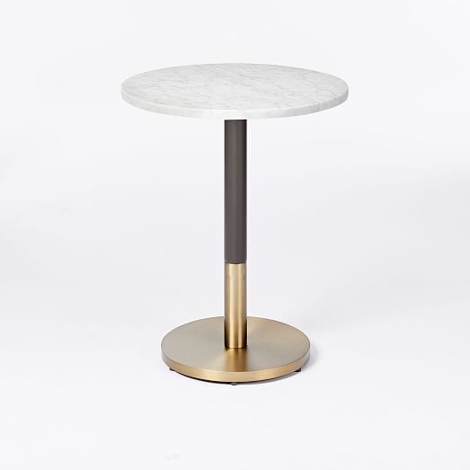 White Marble Round Bistro Table Orbit, Small Round White Cafe Table
