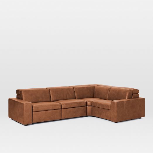 Enzo Leather 4 Piece Reclining Sectional, Leather Reclining Sectional Sofa With Chaise