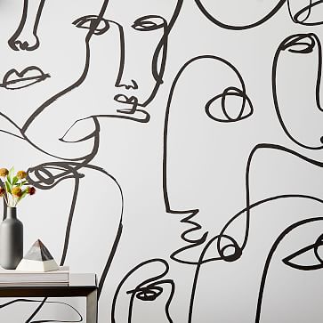 Drop It Modern Femme C Removable Wallpaper Black White