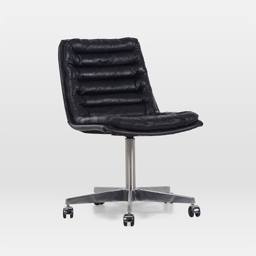 Leather Upholstered Swivel Desk Chair, Black Leather Swivel Chair