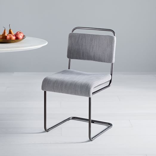 Industrial Cantilever Upholstered, Cantilever Dining Chair