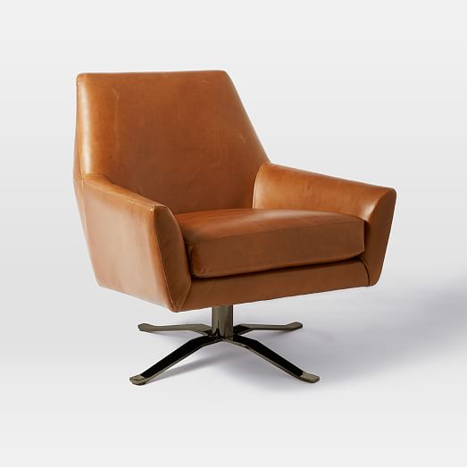 Lucas Leather Swivel Base Chair, Leather Swivel Armchair