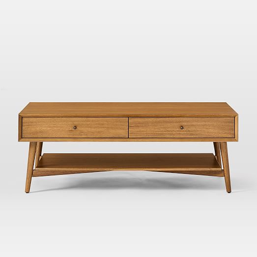 Mid Century Storage Coffee Table, Bench Coffee Table With Storage