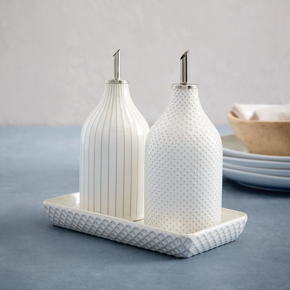 Textured Oil + Vinegar Set, White Dots