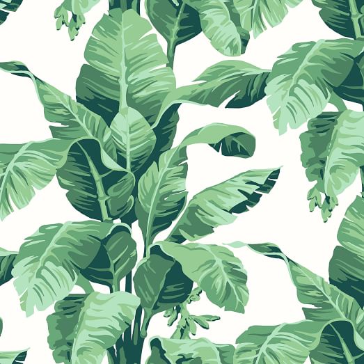Wallshoppe Tropical Leaf Print Removable Wallpaper