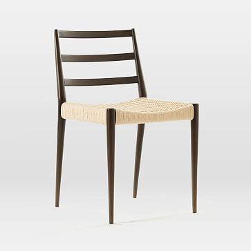 Holland Woven Dining Chair, Cord, Dark Mineral, Wood Legs | West Elm