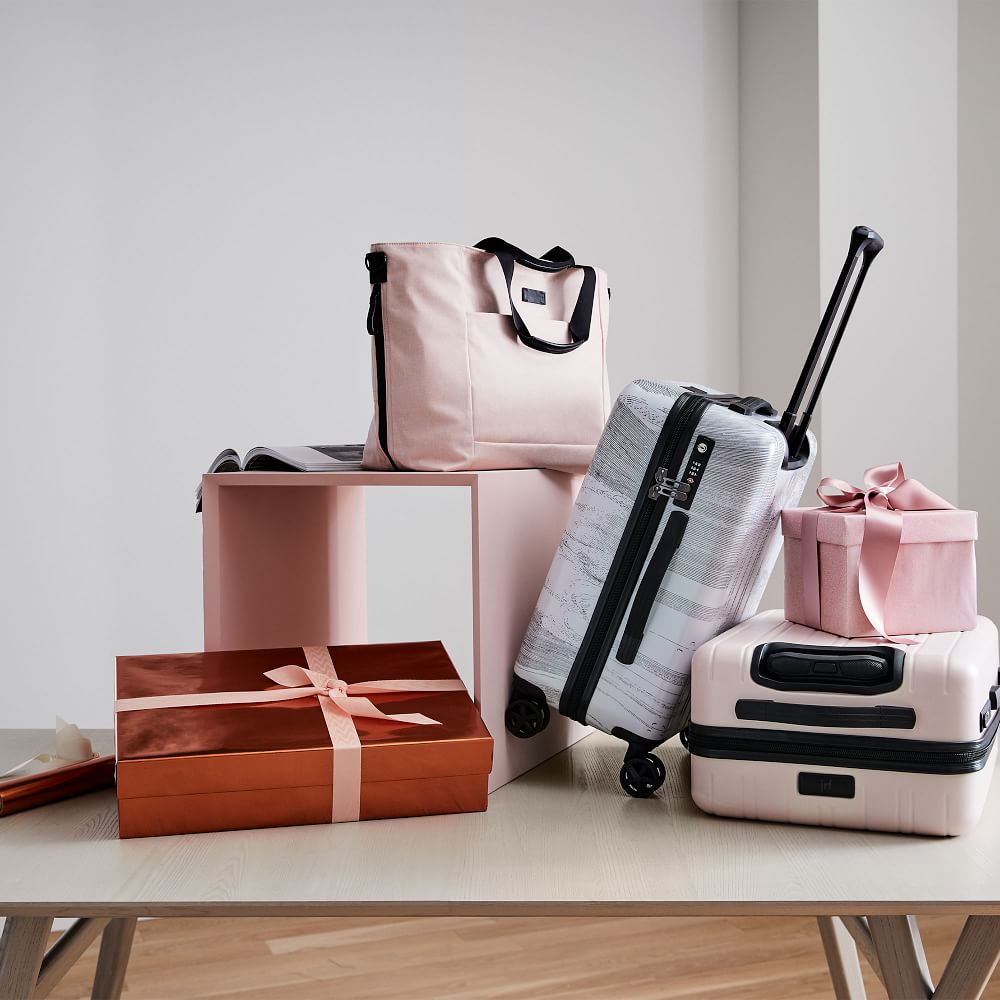 west elm Hardside Spinner Luggage Pale Pink West Elm