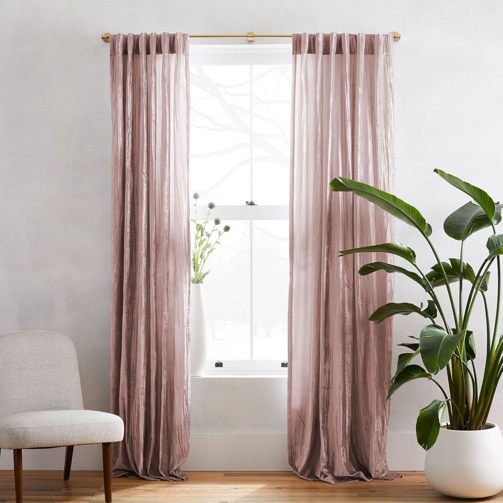 Crinkle Velvet Curtain Dusty Blush