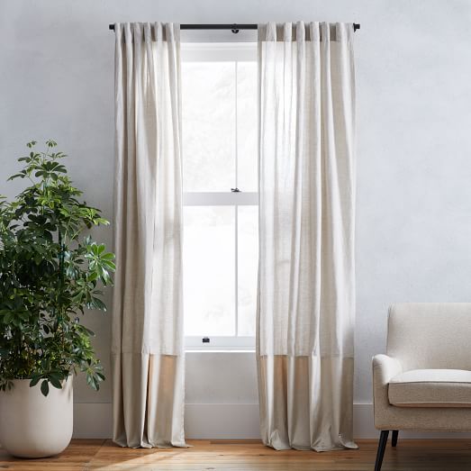 European Flax Linen Luster Velvet Curtain Natural Sand