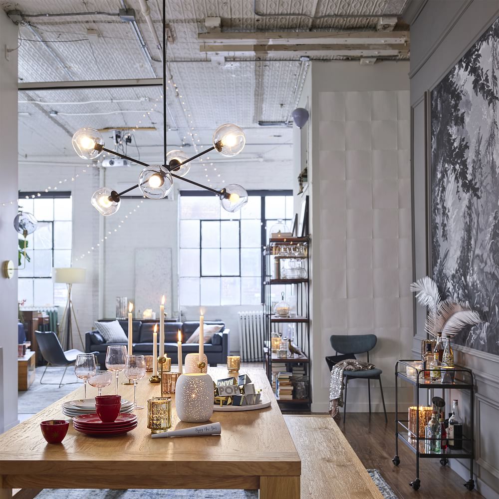 Staggered glass sales burst chandelier