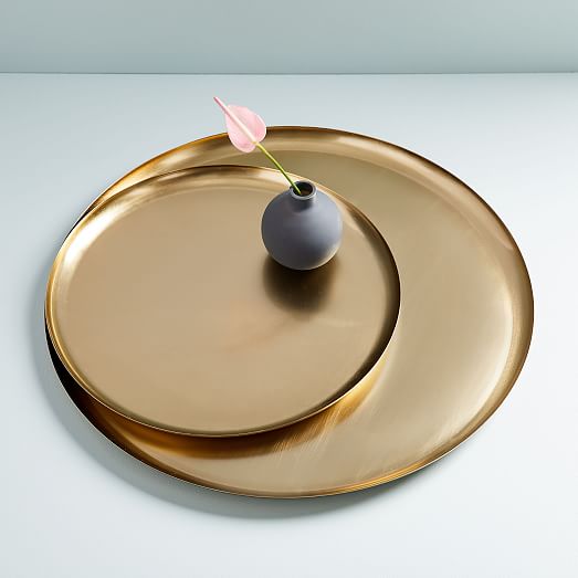Oversized Metal Trays Brass, Extra Large Round Metal Serving Tray