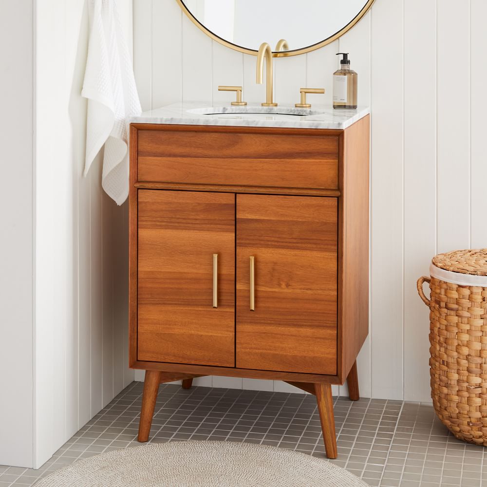 Mid Century Mini Bathroom Vanity 24 Acorn