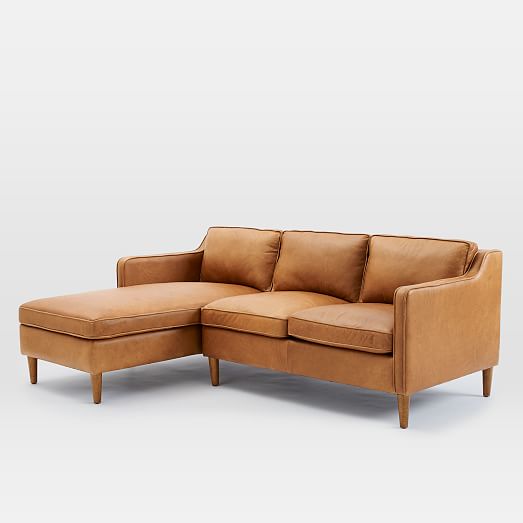 Small Leather Sofa With Chaise Lounge, Small Leather Sofa With Chaise
