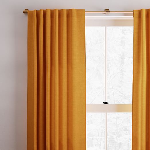 Solid European Flax Linen Curtain, Dark Orange Curtains