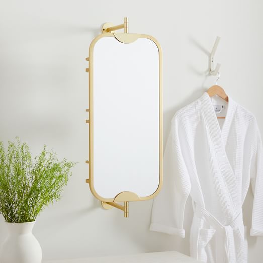 Swivel Vanity Mirror W Storage, Bathroom Mirror With Storage
