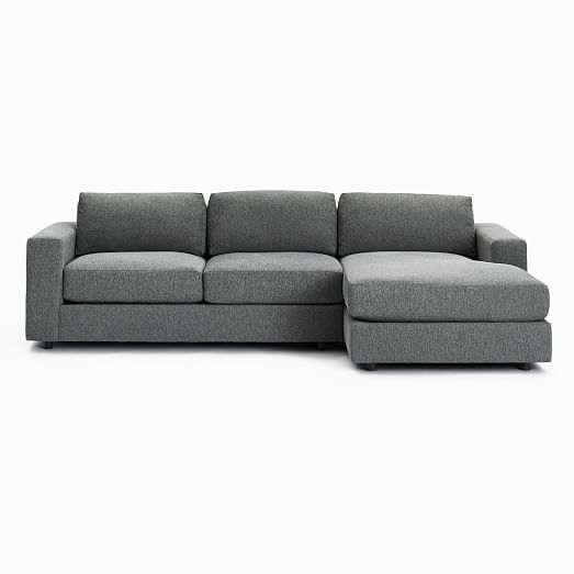 Urban 2 Piece Chaise Sectional, Black Fabric Sectional Sofa With Chaise