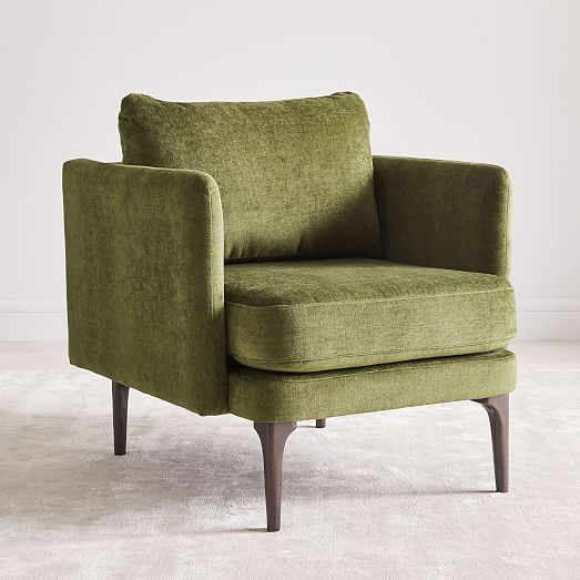 west elm green velvet chair