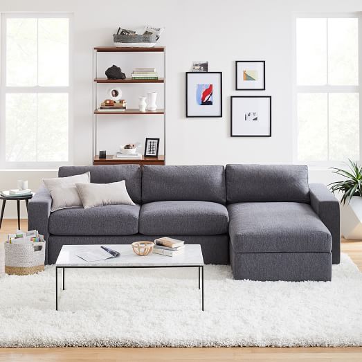 Urban 2 Piece Chaise Sectional, What Size Coffee Table For Sectional With Chaise