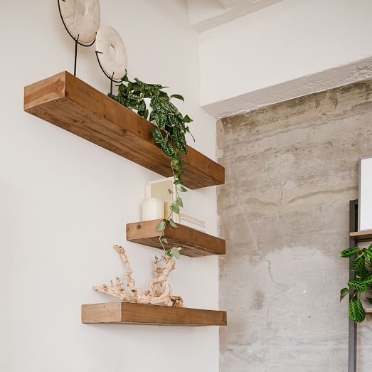Reclaimed Solid Pine Floating Shelf - Barn Wood Wall Floating Shelves