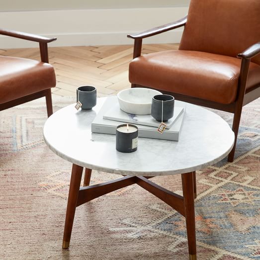 Reeve Mid Century Round Coffee Table, Porter Coffee Table With 2 End Tables