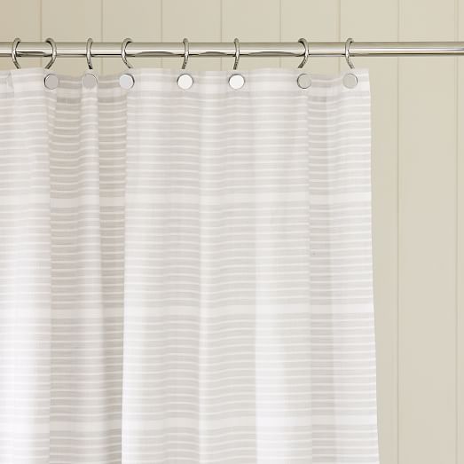 Organic Mini Stripe Shower Curtain Organic Mini Stripe Shower Curtain, Sheer Shower Curtain Liner