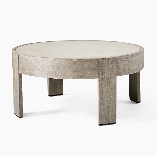Portside Outdoor Round Concrete Coffee, Outdoor Round Coffee Table Clearance