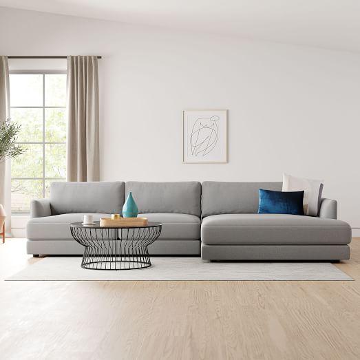 Haven Double Wide Chaise Sectional, Extra Wide Seat Sofa