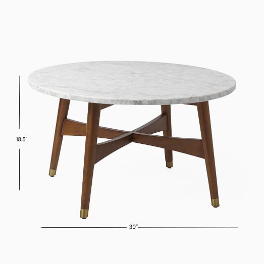 Reeve Mid Century Coffee Table Marble, Round Marble Coffee Table West Elm